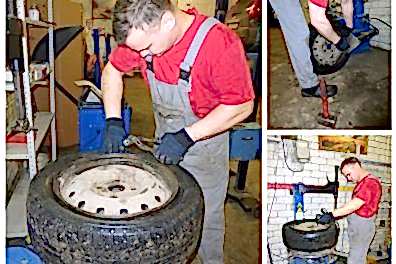 Легковой шиномонтаж автомобиля Тойота